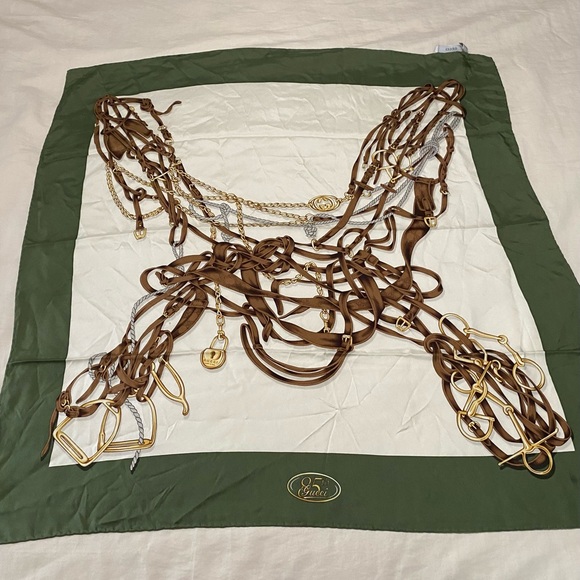 *Authenticated* Gucci Silk Scarf Large Square Equestrian 85th - Picture 4 of 9